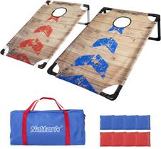 Conjunto de cornhole portátil Nattork 91x61x17cm 2 pranchas e 8 bolsas Conjunto de cornhole portátil Nattork 91x61x17cm 2 pranchas e 8 bolsas