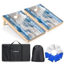 Conjunto de cornhole portátil Pennpliy de madeira maciça de 91x61 cm com 8 bolsas