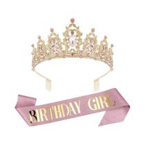 Conjunto De Coroa De Aniversário Rosa Com Alça De Ombro, Tiara De Princesa, Acessórios De Cabelo, Conjunto De Coroa De Aniversário Rosa Com Alça De Ombro, Tiara De Princesa, Acessórios De Cabelo,