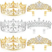 Conjunto de coroas Juexica Prom King Queen Prince Princess 6 unidades Conjunto de coroas Juexica Prom King Queen Prince Princess 6 unidades