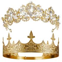 Conjunto de coroas Sureio Antique Royal King Queen em estilo barroco