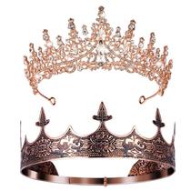 Conjunto de coroas Sureio King & Queen, tiaras barrocas antigas