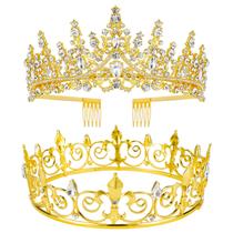 Conjunto de coroas VELSCRUN King Queen para homens e mulheres com liga de cristais Conjunto de coroas VELSCRUN King Queen para homens e mulheres com liga de cristais