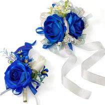 Conjunto de corpete e boutonniere Serwalin Blue Prom Wedding Conjunto de corpete e boutonniere Serwalin Blue Prom Wedding