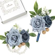 Conjunto de corpete e boutonniere Serwalin Blue Rose Dusty Blue