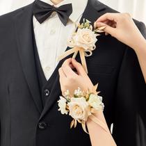 Conjunto de corpete e boutonniere Serwalin Champagne Rose