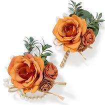 Conjunto de corpete e boutonniere Serwalin Orange para casamento de formatura