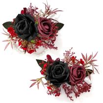 Conjunto de corpetes de flores artificiais Serwalin Black Burgundy 14cm