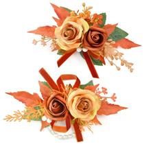 Conjunto de corpetes de flores artificiais Serwalin Orange 20 cm