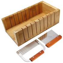 Conjunto de cortador de sabão WAWLIVING, molde de madeira 12 x 7,5 cm + 2 lâminas Conjunto de cortador de sabão WAWLIVING, molde de madeira 12 x 7,5 cm + 2 lâminas