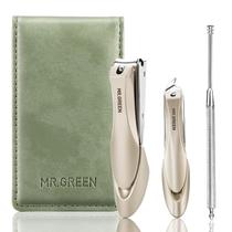 Conjunto de cortador de unhas MR.GREEN, 3 peças com anti-respingo e estojo de couro Conjunto de cortador de unhas MR.GREEN, 3 peças com anti-respingo e estojo de couro