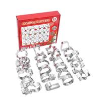 Conjunto De Cortadores De Biscoito De Natal 24PCS Em Aço Inoxidável Moldes De Floco De Neve E Papai Conjunto De Cortadores De Biscoito De Natal 24PCS Em Aço Inoxidável Moldes De Floco De Neve E Papai