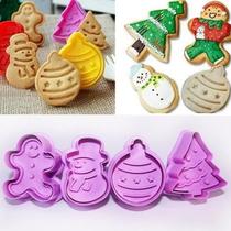 Conjunto De Cortadores De Biscoito De Silicone Para Natal 4 Peças Moldes De Fondant Para Cozinha Conjunto De Cortadores De Biscoito De Silicone Para Natal 4 Peças Moldes De Fondant Para Cozinha