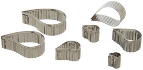 Conjunto de cortadores de biscoitos Ateco Fluted Edge Comma em aço inoxidável 7 unidades