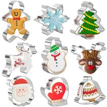 Conjunto de cortadores de biscoitos KAISHANE Christmas 9 Shapes em aço inoxidável