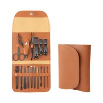 Conjunto de Cortadores de Unhas de Aço Inoxidável (16 Peças) com Bolsa - Kit de Manicure