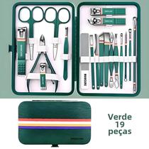 Conjunto de Cortadores de Unhas de Aço Inoxidável (9-19 peças) - Kit de Manicure com Saco Dobrável