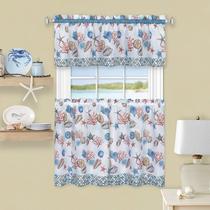 Conjunto de cortinas ACHIM Coastal Printed Tier & Valance 147x61 cm azul