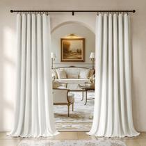 Conjunto de cortinas Beauoop Cream Velvet 229x229cm com 2 painéis