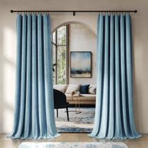 Conjunto de cortinas Beauoop Lake Blue Velvet 213x213cm com 2 painéis
