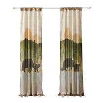 Conjunto de cortinas Benzara Kip 2 painéis de microfibra verde bege Conjunto de cortinas Benzara Kip 2 painéis de microfibra verde bege