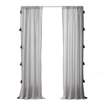 Conjunto de cortinas Benzara Xumi de 4 peças cinza preto 213x107cm
