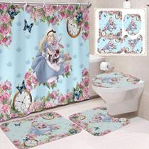 Conjunto de cortinas de chuveiro Alices in Wonderland Anime Waterproof