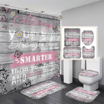 Conjunto de cortinas de chuveiro AZHM Inspirational Quotes com tapetes, 4 unidades