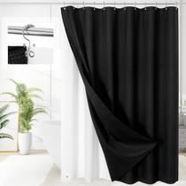 Conjunto de cortinas de chuveiro Caidlela 3 em 1 Black Waffle 180x180cm