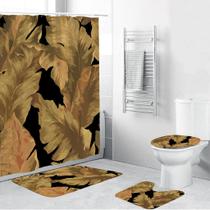 Conjunto de cortinas de chuveiro de tecido para tapete de banho, 4 peças de vaso sanitário antiderrapante