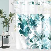 Conjunto de cortinas de chuveiro Litabel No Hook Teal Watercolor Floral Conjunto de cortinas de chuveiro Litabel No Hook Teal Watercolor Floral