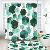 Conjunto de cortinas de chuveiro LQCOOL Indigo Marble Grain Turquoise Conjunto de cortinas de chuveiro LQCOOL Indigo Marble Grain Turquoise