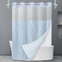 Conjunto de cortinas de chuveiro LXBNI No Hook azul claro listrado 180x200cm