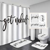 Conjunto de cortinas de chuveiro moderno de poliéster Get Naked” de 4 peças