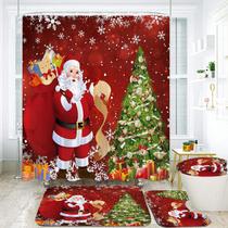 Conjunto de cortinas de chuveiro NBVKO Christmas Papai Noel 4 unidades