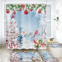 Conjunto de cortinas de chuveiro NBVKO Christmas Snowman Waterproof 180x180cm