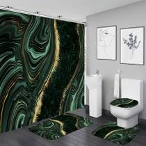 Conjunto de cortinas de chuveiro Nkzply Green Marble com tapetes Acc