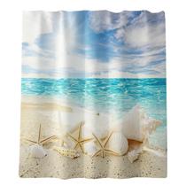 Conjunto de cortinas de chuveiro Ouneed Coastal Scenery Prints, 4 unidades