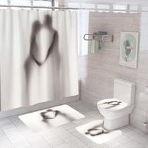 Conjunto de cortinas de chuveiro Silhouette Series com tapete, tapete e capa Conjunto de cortinas de chuveiro Silhouette Series com tapete, tapete e capa