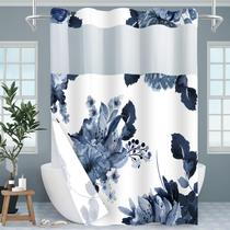 Conjunto de cortinas de chuveiro SSCRCUSLY sem gancho com forro de encaixe azul Conjunto de cortinas de chuveiro SSCRCUSLY sem gancho com forro de encaixe azul