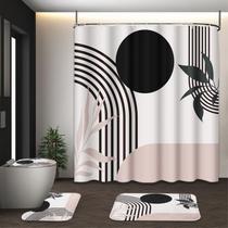 Conjunto de cortinas de chuveiro Tayney Boho Mid Century com tapetes e ganchos Conjunto de cortinas de chuveiro Tayney Boho Mid Century com tapetes e ganchos