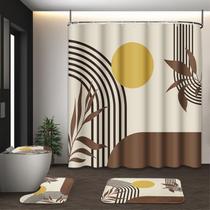 Conjunto de cortinas de chuveiro Tayney Boho Mid Century com tapetes e ganchos Conjunto de cortinas de chuveiro Tayney Boho Mid Century com tapetes e ganchos