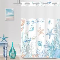 Conjunto de cortinas de chuveiro TWLSNCD No Hook Nautical Coastal Orange