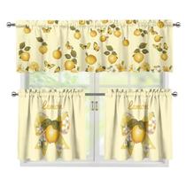 Conjunto de cortinas de cozinha Wiryuouvt de 3 peças Valance Cafe Window Conjunto de cortinas de cozinha Wiryuouvt de 3 peças Valance Cafe Window