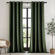 Conjunto de cortinas EMEMA Velvet, 213 cm de comprimento, 2 painéis, verde oliva Conjunto de cortinas EMEMA Velvet, 213 cm de comprimento, 2 painéis, verde oliva