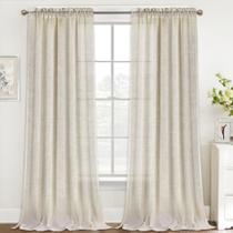 Conjunto de cortinas FantasDecor Linen Sheer 274 cm de comprimento e 2 painéis