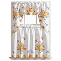 Conjunto de cortinas GOHD Farmhouse Kitchen com design de girassol, 3 unidades