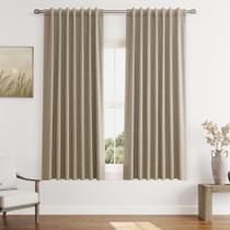 Conjunto de cortinas Guken Blackout 160 cm de comprimento e 2 painéis de linho cáqui Conjunto de cortinas Guken Blackout 160 cm de comprimento e 2 painéis de linho cáqui