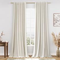 Conjunto de cortinas Guken Cream Linen Blackout 260 cm de comprimento e 2 painéis Conjunto de cortinas Guken Cream Linen Blackout 260 cm de comprimento e 2 painéis