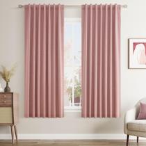 Conjunto de cortinas Guken Pink Linen Blackout 160 cm de comprimento e 2 painéis Conjunto de cortinas Guken Pink Linen Blackout 160 cm de comprimento e 2 painéis